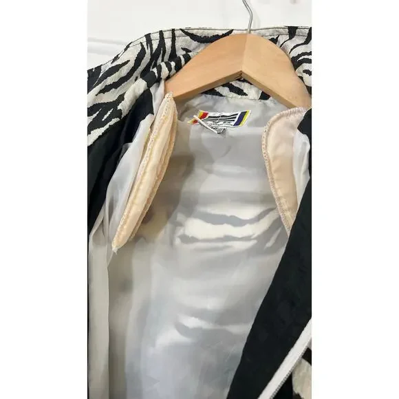 Vintage 90s EVR Windbreaker Jacket Animal Print Colorblock Zebra Spots Womens PL - Picture 12 of 12